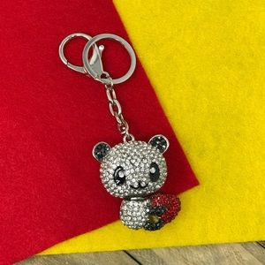NEW w/Tag Silver Panda Bear Keychain